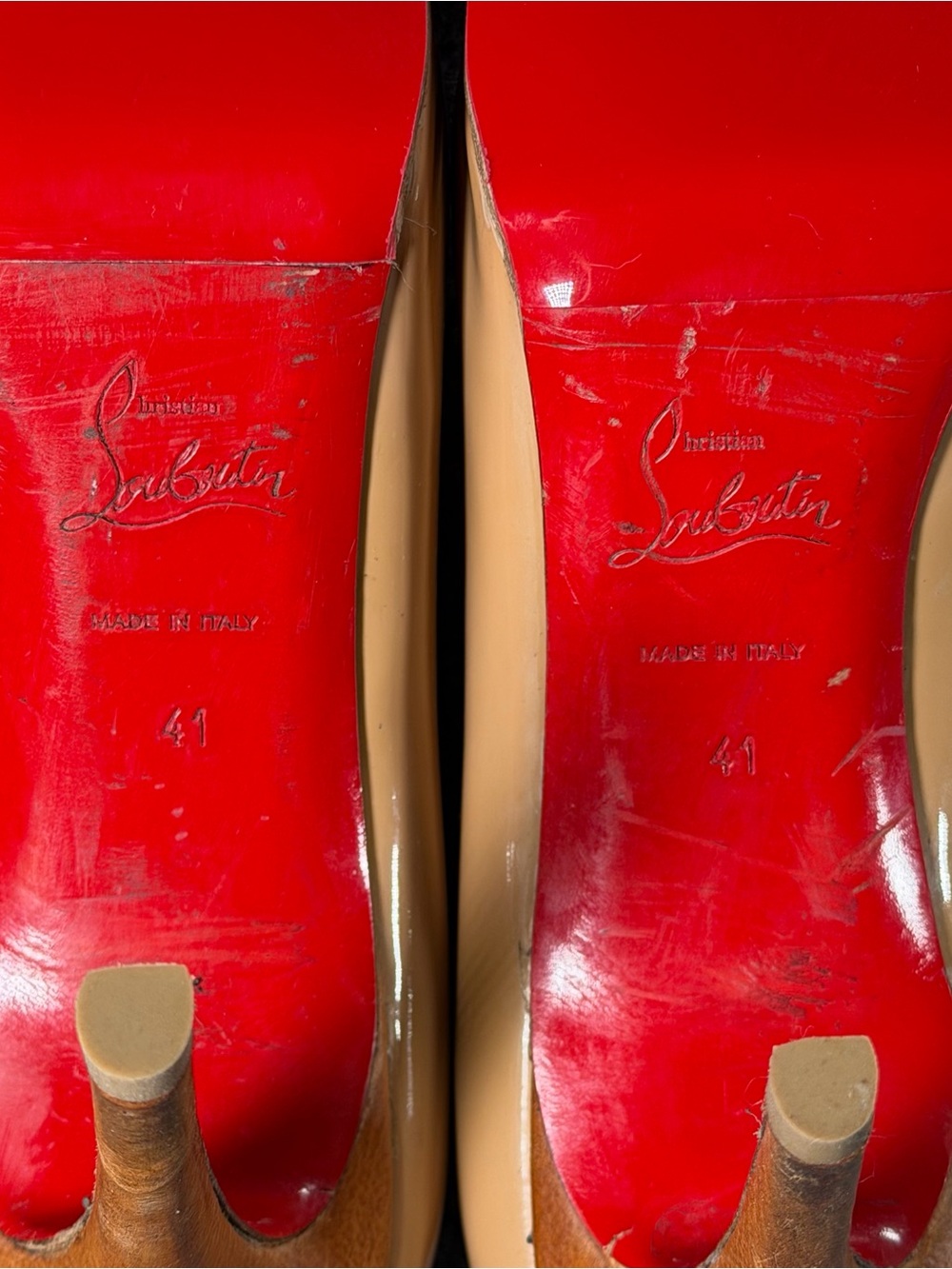 Christian Louboutin Women's Nude Patent Leather Red Bottom High Heel Pumps Sz 41 - Picture 13 of 13